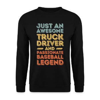 LKW-Fahrer Baseball retro - Unisex Pullover - Schwarz - Vorne - Alina (178cm) & Michal (187cm)