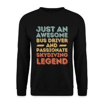 Chauffeur de bus parachutisme rétro - Sweat-shirt Unisexe - noir - Devant - Alina (178cm) & Michal (187cm)