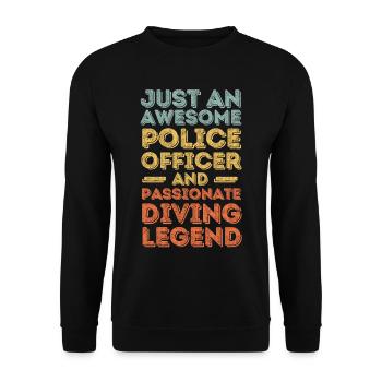Polizist Tauchen retro - Unisex Pullover - Schwarz - Vorne - Alina (178cm) & Michal (187cm)