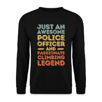 Polizist Klettern retro - Unisex Pullover - Schwarz - Vorne - Alina (178cm) & Michal (187cm)