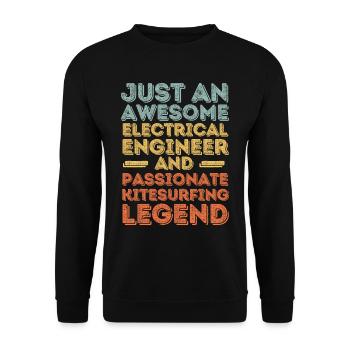 Electrical engineer kitesurfing retro - Unisex Sweatshirt - black - Front - Alina (178cm) & Michal (187cm)