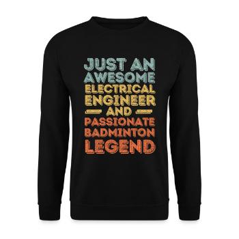 Electrical Engineer Badminton retro - Unisex Sweatshirt - black - Front - Alina (178cm) & Michal (187cm)
