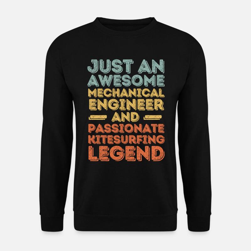 Mechanical Engineer Kitesurfing retro - Unisex Sweatshirt - black