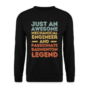Mechanical Engineer Badminton retro - Unisex Sweatshirt - black - Front - Alina (178cm) & Michal (187cm)