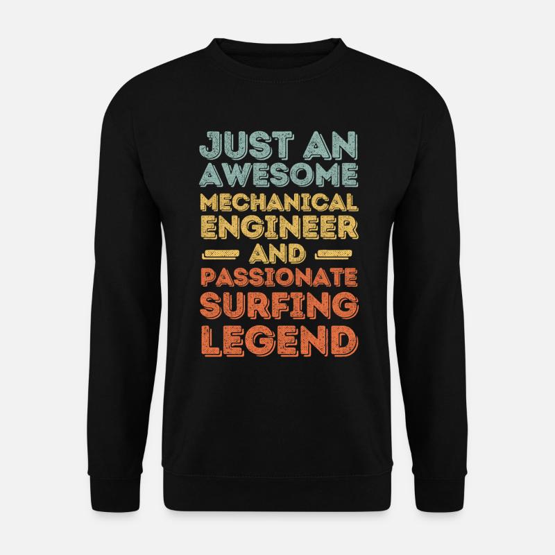 Mechanical Engineer Surfing retro - Unisex Sweatshirt - black