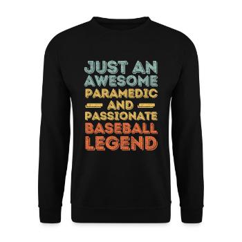 Sanitäter Baseball retro - Unisex Pullover - Schwarz - Vorne - Alina (178cm) & Michal (187cm)