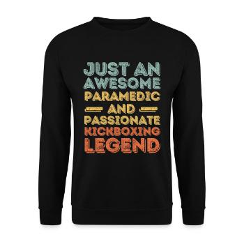 Sanitäter Kickboxen retro - Unisex Pullover - Schwarz - Vorne - Alina (178cm) & Michal (187cm)