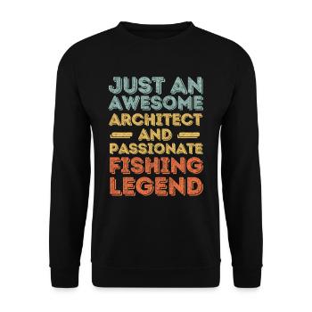 Architekt Angeln retro - Unisex Pullover - Schwarz - Vorne - Alina (178cm) & Michal (187cm)