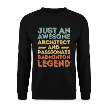 Architekt Badminton retro - Unisex Pullover - Schwarz - Vorne - Alina (178cm) & Michal (187cm)