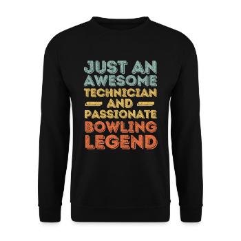 Techniker Bowling retro - Unisex Pullover - Schwarz - Vorne - Alina (178cm) & Michal (187cm)