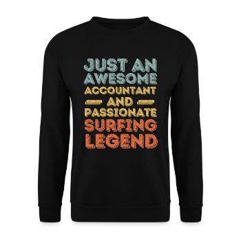 Buchhalter Surfen retro - Unisex Pullover - Schwarz - Vorne - Alina (178cm) & Michal (187cm)
