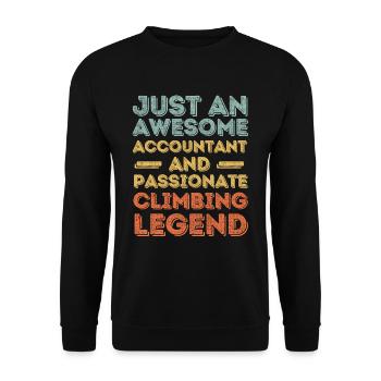 Buchhalter Klettern retro - Unisex Pullover - Schwarz - Vorne - Alina (178cm) & Michal (187cm)