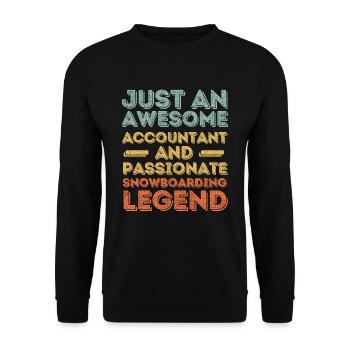 Buchhalter Snowboarden retro - Unisex Pullover - Schwarz - Vorne - Alina (178cm) & Michal (187cm)