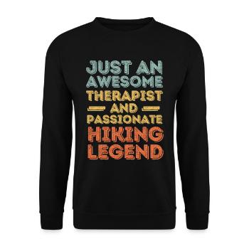 Therapeut Wandern retro - Unisex Pullover - Schwarz - Vorne - Alina (178cm) & Michal (187cm)