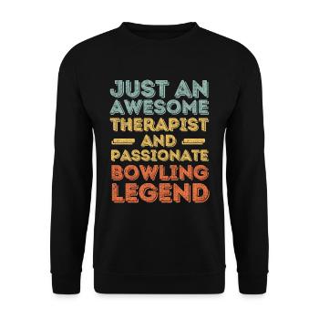Therapeut Bowling retro - Unisex Pullover - Schwarz - Vorne - Alina (178cm) & Michal (187cm)