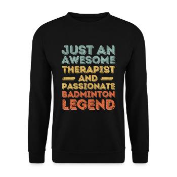 Thérapeute Badminton rétro - Sweat-shirt Unisexe - noir - Devant - Alina (178cm) & Michal (187cm)
