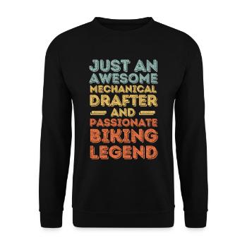 Technischer-Zeichner Radfahren retro - Unisex Pullover - Schwarz - Vorne - Alina (178cm) & Michal (187cm)