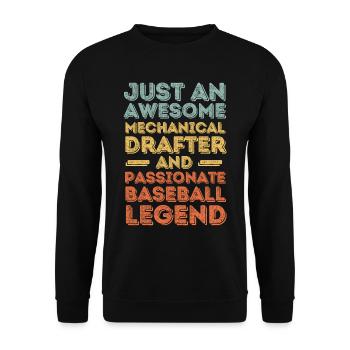 Technischer-Zeichner Baseball retro - Unisex Pullover - Schwarz - Vorne - Alina (178cm) & Michal (187cm)