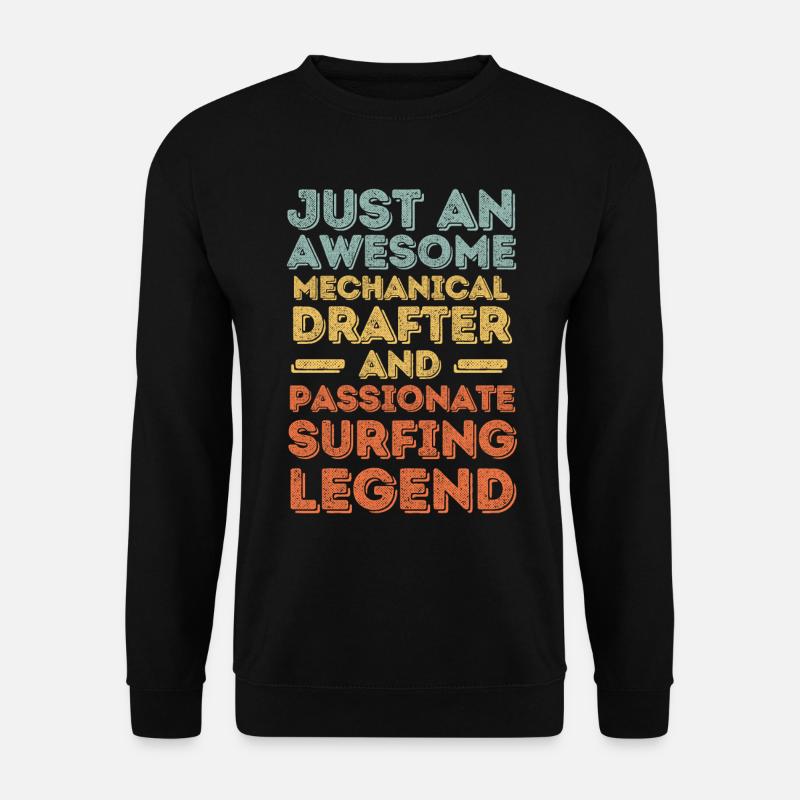 Technical draughtsman surfing retro - Unisex Sweatshirt - black