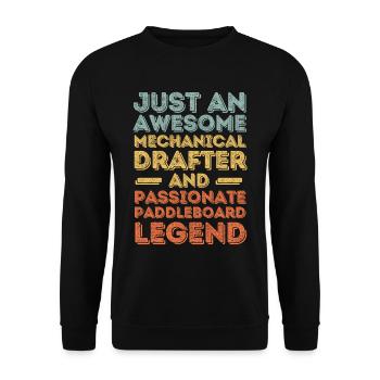 Technischer-Zeichner Paddleboard retro - Unisex Pullover - Schwarz - Vorne - Alina (178cm) & Michal (187cm)