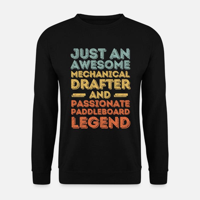 Dessinateur technique paddleboard rétro - Sweat-shirt Unisexe - noir