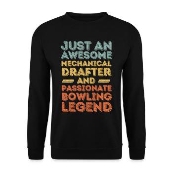 Technischer-Zeichner Bowling retro - Unisex Pullover - Schwarz - Vorne - Alina (178cm) & Michal (187cm)