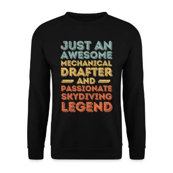 Technical draughtsman skydiving retro - Unisex Sweatshirt - black - Front - Alina (178cm) & Michal (187cm)