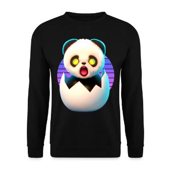 Welcome to Life Panda - Unisex Sweatshirt - black - Front - Alina (178cm) & Michal (187cm)