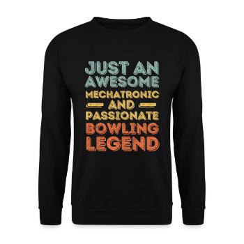 Mechatroniker Bowling retro - Unisex Pullover - Schwarz - Vorne - Alina (178cm) & Michal (187cm)