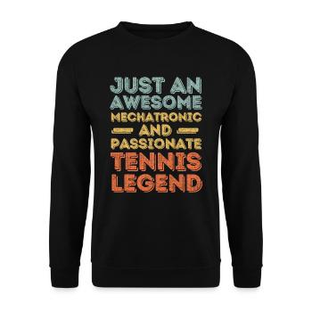 Mechatronics Technician Tennis retro - Unisex Sweatshirt - black - Front - Alina (178cm) & Michal (187cm)