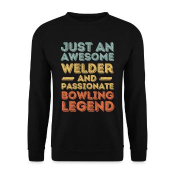Schweißer Bowling retro - Unisex Pullover - Schwarz - Vorne - Alina (178cm) & Michal (187cm)