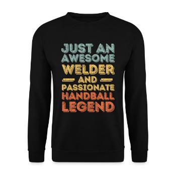 Welder Handball retro - Unisex Sweatshirt - black - Front - Alina (178cm) & Michal (187cm)