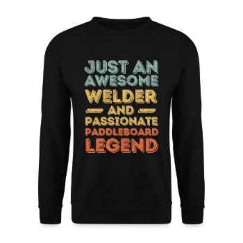 Schweißer Paddleboard retro - Unisex Pullover - Schwarz - Vorne - Alina (178cm) & Michal (187cm)