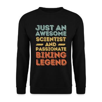 Wissenschaftler Radfahren retro - Unisex Pullover - Schwarz - Vorne - Alina (178cm) & Michal (187cm)