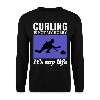 Curling Kehrfächer Winter Eissport Curler Lustig - Unisex Pullover - Schwarz - Vorne - Alina (178cm) & Michal (187cm)