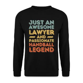 Lawyer Handball retro - Unisex Sweatshirt - black - Front - Alina (178cm) & Michal (187cm)