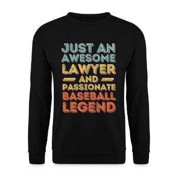 Anwalt Baseball retro - Unisex Pullover - Schwarz - Vorne - Alina (178cm) & Michal (187cm)