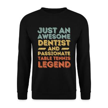 Zahnarzt Tischtennis retro - Unisex Pullover - Schwarz - Vorne - Alina (178cm) & Michal (187cm)