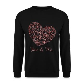 Herz - Unisex Pullover - Schwarz - Vorne - Alina (178cm) & Michal (187cm)