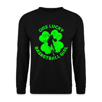 Basketball St. Patrick's Day Kleeblatt - Unisex Pullover - Schwarz - Vorne - Alina (178cm) & Michal (187cm)