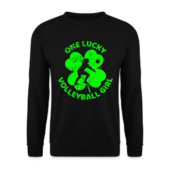 Volleyball St. Patrick's Day Kleeblatt - Unisex Pullover - Schwarz - Vorne - Alina (178cm) & Michal (187cm)