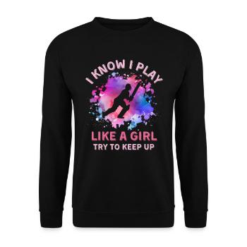 Women Cricket Girl - Unisex Sweatshirt - black - Front - Alina (178cm) & Michal (187cm)