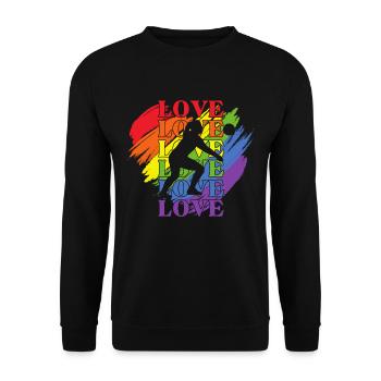 Frauen Volleyball LGBT Pride - Unisex Pullover - Schwarz - Vorne - Alina (178cm) & Michal (187cm)