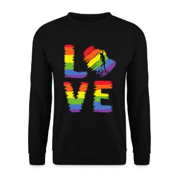 Klettern auf der LGBT Pride - Unisex Pullover - Schwarz - Vorne - Alina (178cm) & Michal (187cm)