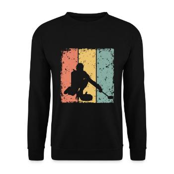 Eisstockschießen retro - Unisex Pullover - Schwarz - Vorne - Alina (178cm) & Michal (187cm)