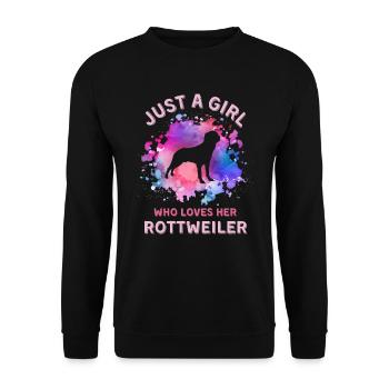 Nur ein Mädchen, das ihren Rottweiler liebt - Unisex Pullover - Schwarz - Vorne - Alina (178cm) & Michal (187cm)