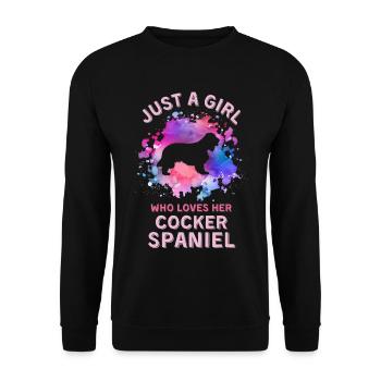 Nur ein Mädchen, das ihren Cocker-Spaniel liebt - Unisex Pullover - Schwarz - Vorne - Alina (178cm) & Michal (187cm)