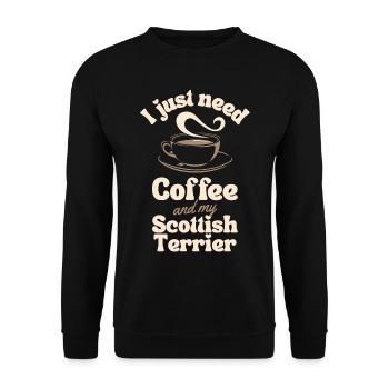 Kaffee Scottish-Terrier Liebhaber - Unisex Pullover - Schwarz - Vorne - Alina (178cm) & Michal (187cm)