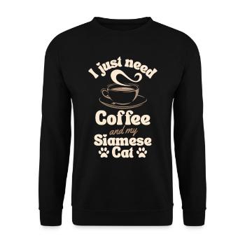 Kaffee-Siamkatzenliebhaber - Unisex Pullover - Schwarz - Vorne - Alina (178cm) & Michal (187cm)