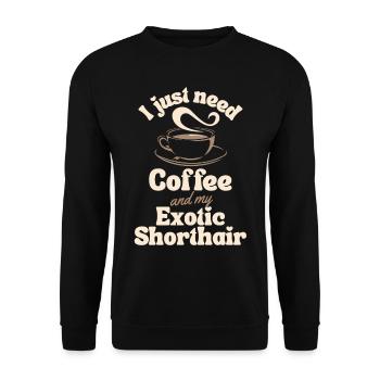 Café Exotic-shorthair lover - Sweat-shirt Unisexe - noir - Devant - Alina (178cm) & Michal (187cm)